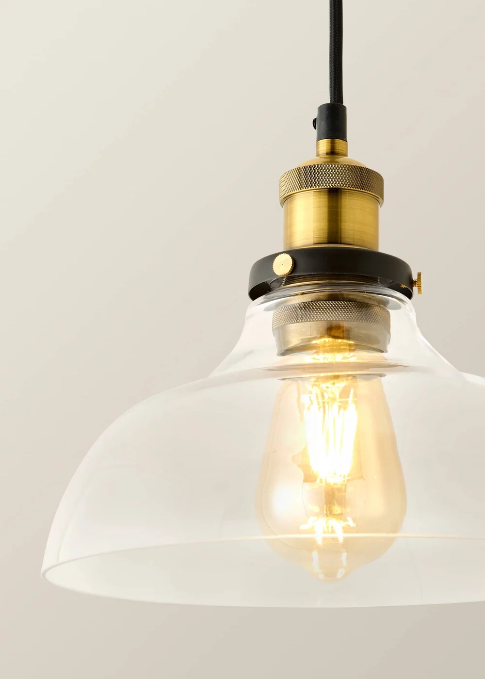 ValueLights Wallace Steampunk Electric Pendant Clear Glass Shade (105.5cm x 24cm x 24cm) - One Size Image 4