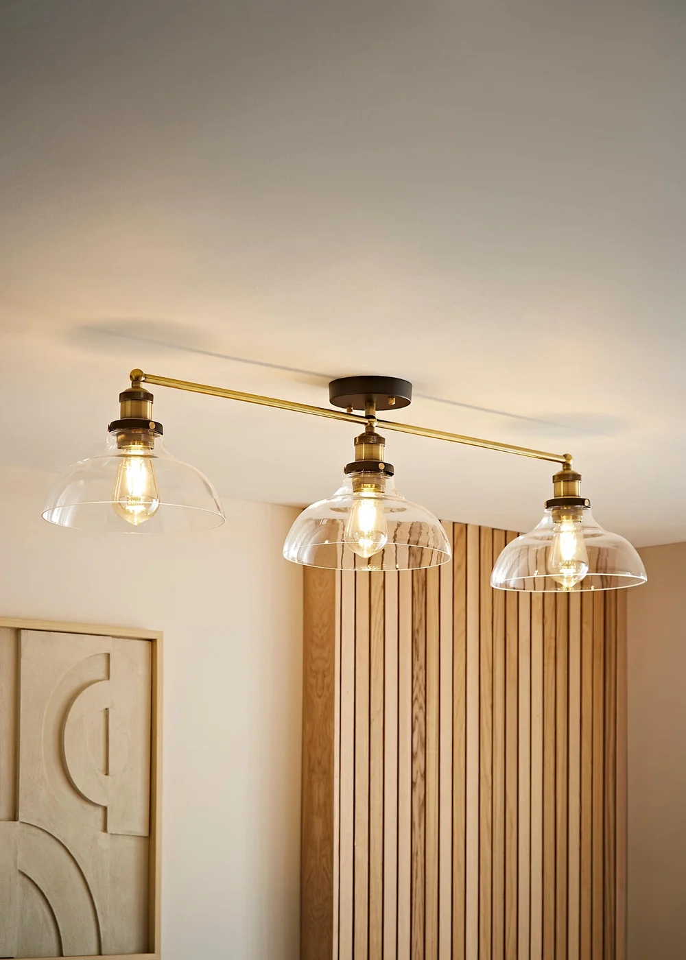 ValueLights Wallace Steampunk 3 Way Bar Ceiling Light Fitting - One Size Image 1