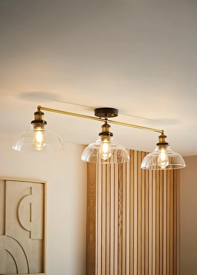 ValueLights Wallace Steampunk 3 Way Bar Ceiling Light Fitting