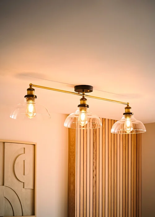 ValueLights Wallace Steampunk 3 Way Bar Ceiling Light Fitting - One Size Image 3