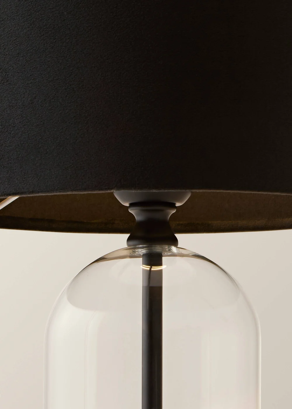 ValueLights Jessy Glass Table Lamp Black Velvet Shade (41cm x 25cm) - One Size Image 5