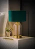 ValueLights Jessy Glass Table Lamp Forest Green Velvet Shade (41cm x 25cm) - One Size Image 2