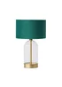 ValueLights Jessy Glass Table Lamp Forest Green Velvet Shade (41cm x 25cm) - One Size Image 4