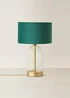 ValueLights Jessy Glass Table Lamp Forest Green Velvet Shade (41cm x 25cm) - One Size Image 3