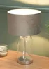 ValueLights Jessy Glass Table Lamp Grey Velvet Shade (41cm x 25cm) - One Size Image 3