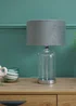 ValueLights Jessy Glass Table Lamp Grey Velvet Shade (41cm x 25cm) - One Size Image 5