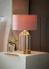 ValueLights Jessy Glass Table Lamp Blush Pink Shade (41cm x 25cm) - One Size Image 1