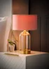 ValueLights Jessy Glass Table Lamp Blush Pink Shade (41cm x 25cm) - One Size Image 2
