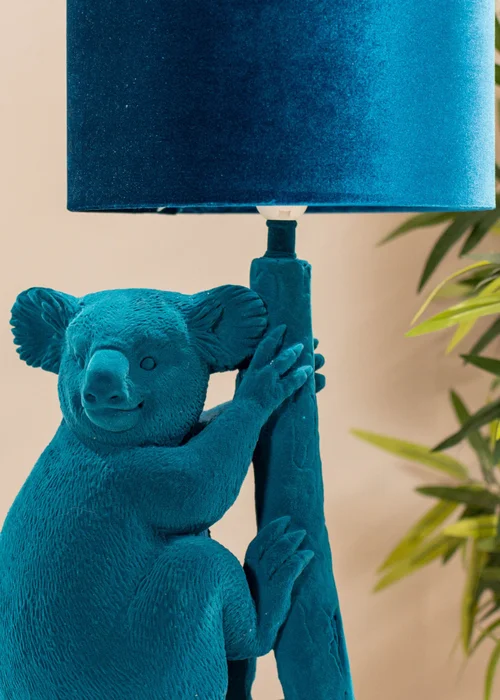 ValueLights Kevin Teal Velvet Koala Table Lamp (57.5cm x 30cm x 30cm) - One Size Image 4