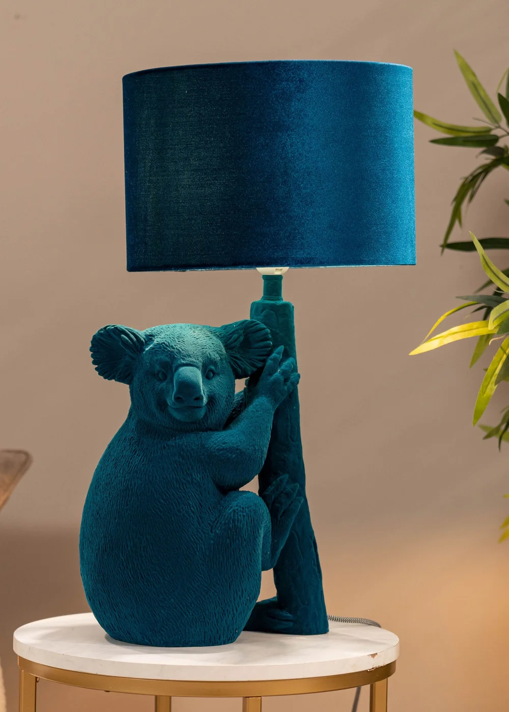 ValueLights Kevin Teal Velvet Koala Table Lamp (57.5cm x 30cm x 30cm) - One Size Image 3