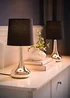 ValueLights Pair Of Chrome Teardrop Table Lamps Black Shades (33cm x 16cm x 16cm) - One Size Image 3
