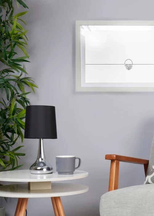 ValueLights Pair Of Chrome Teardrop Table Lamps Black Shades (33cm x 16cm x 16cm) - One Size Image 4