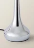 ValueLights Pair Of Chrome Teardrop Table Lamps Grey Shades (34cm x 16cm x 16cm) - One Size Image 5