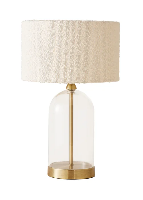 ValueLights Jessy Gold Glass Table Lamp Cream Boucle Shade (41cm x 25cm) - One Size Image 2