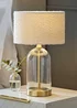 ValueLights Jessy Gold Glass Table Lamp Cream Boucle Shade (41cm x 25cm) - One Size Image 1