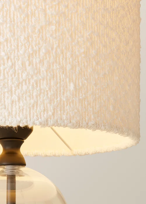 ValueLights Jessy Black Glass Table Lamp Cream Boucle Shade (41cm x 25cm) - One Size Image 4