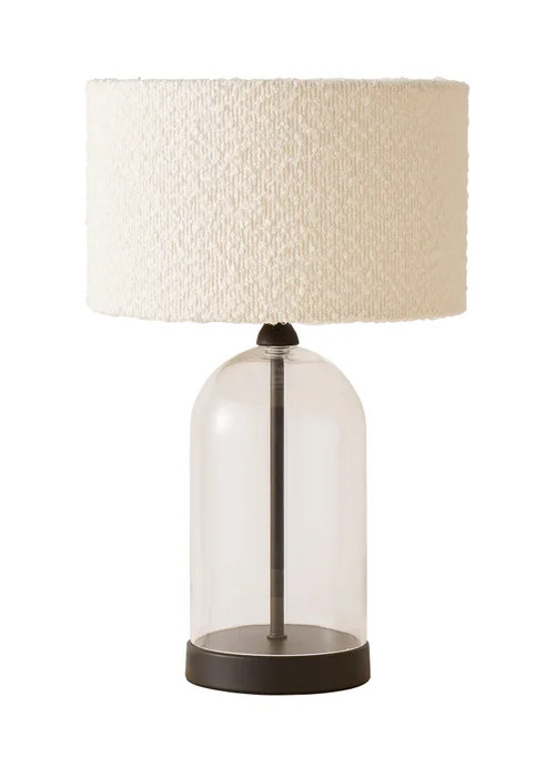 ValueLights Jessy Black Glass Table Lamp Cream Boucle Shade (41cm x 25cm) - One Size Image 2