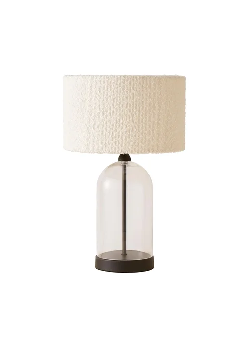 ValueLights Jessy Black Glass Table Lamp Cream Boucle Shade (41cm x 25cm) - One Size Image 2