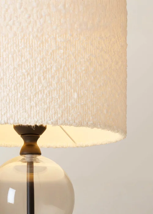 ValueLights Jessy Black Glass Table Lamp Cream Boucle Shade (41cm x 25cm) - One Size Image 4