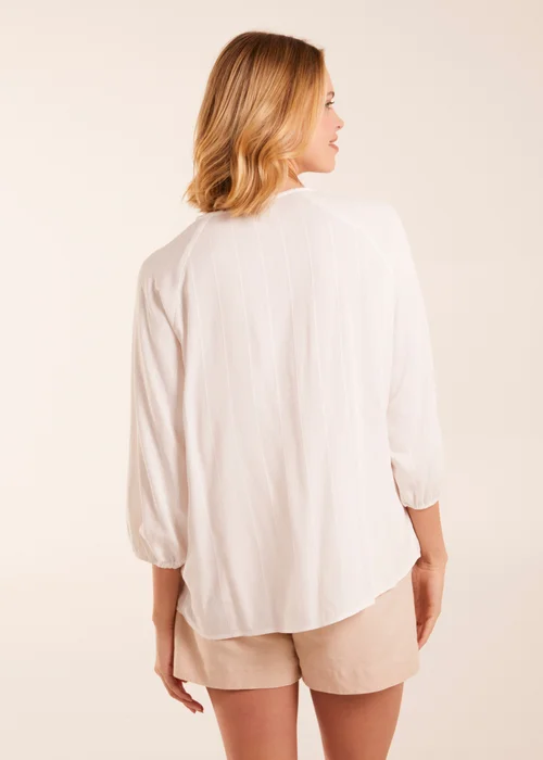 Blue Vanilla Ivory Floral Embroidered Bust Top - Small Image 2