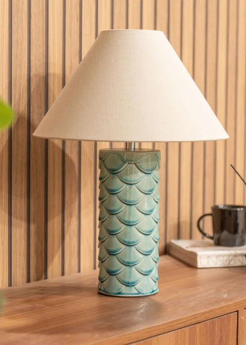 ValueLights Athena Blue Ceramic Table Lamp (42cm x 32.5cm x 32.5cm) - One Size Image 1