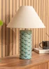 ValueLights Athena Blue Ceramic Table Lamp (42cm x 32.5cm x 32.5cm) - One Size Image 1