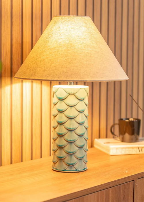 ValueLights Athena Blue Ceramic Table Lamp (42cm x 32.5cm x 32.5cm) - One Size Image 3