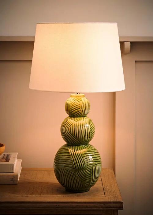 ValueLights Mia Green Ceramic Table Lamp (52cm x 30cm x 30cm) - One Size Image 1