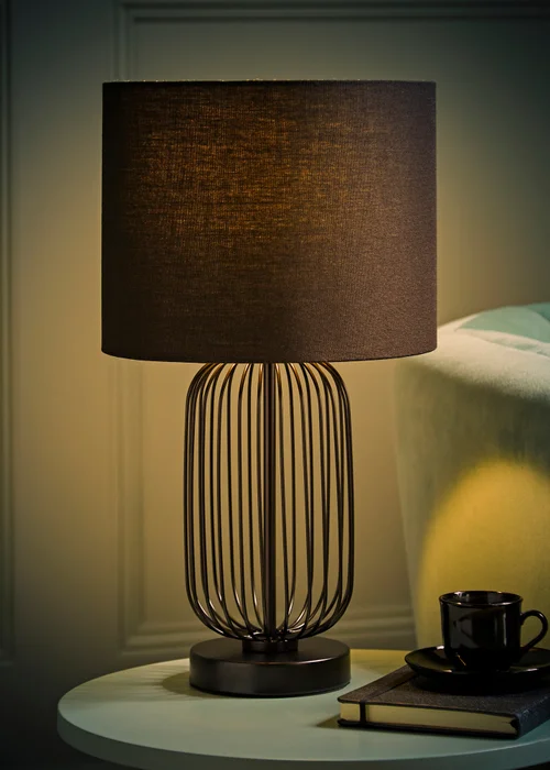 ValueLights Gabbia Black Metal Table Lamp (44.5cm x 25cm x 25cm) - One Size Image 3