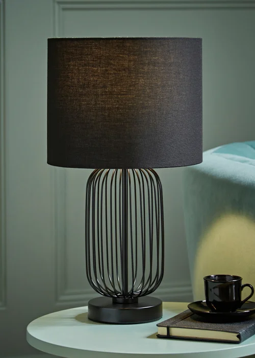 ValueLights Gabbia Black Metal Table Lamp (44.5cm x 25cm x 25cm) - One Size Image 1