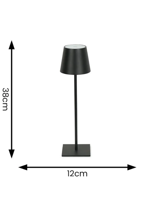ValueLights Black Rechargeable Indoor/Outdoor Table Lamp (38cm x 12cm x 10.5cm) - One Size Image 4
