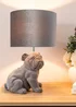 ValueLights Billy Grey Velvet Bulldog Table Lamp (46.5cm x 28cm x 28cm) - One Size Image 4