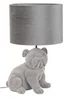 ValueLights Billy Grey Velvet Bulldog Table Lamp (46.5cm x 28cm x 28cm) - One Size Image 2