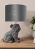 ValueLights Billy Grey Velvet Bulldog Table Lamp (46.5cm x 28cm x 28cm) - One Size Image 5