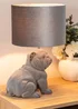 ValueLights Billy Grey Velvet Bulldog Table Lamp (46.5cm x 28cm x 28cm) - One Size Image 3