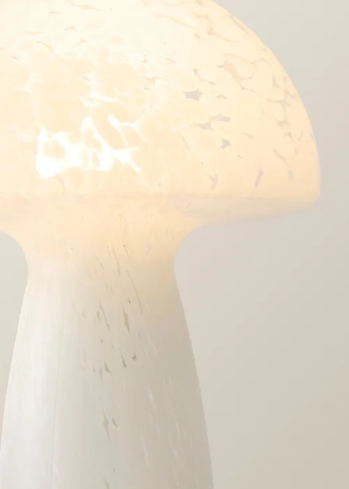 ValueLights Beau White Mushroom Confetti Glass Table Lamp (28cm x 22cm x 22cm) - One Size Image 4