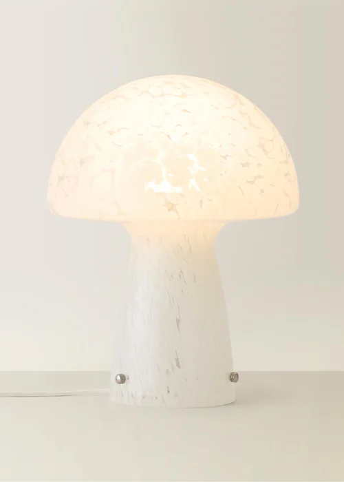 ValueLights Beau White Mushroom Confetti Glass Table Lamp (28cm x 22cm x 22cm) - One Size Image 3