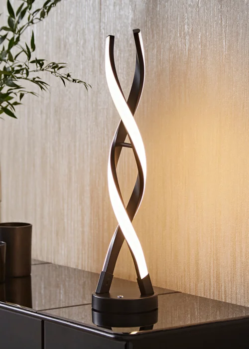 ValueLights Infinity Matt Black Double Twist Integrated LED Table Lamp (48cm x 12cm x 12cm) - One Size Image 1