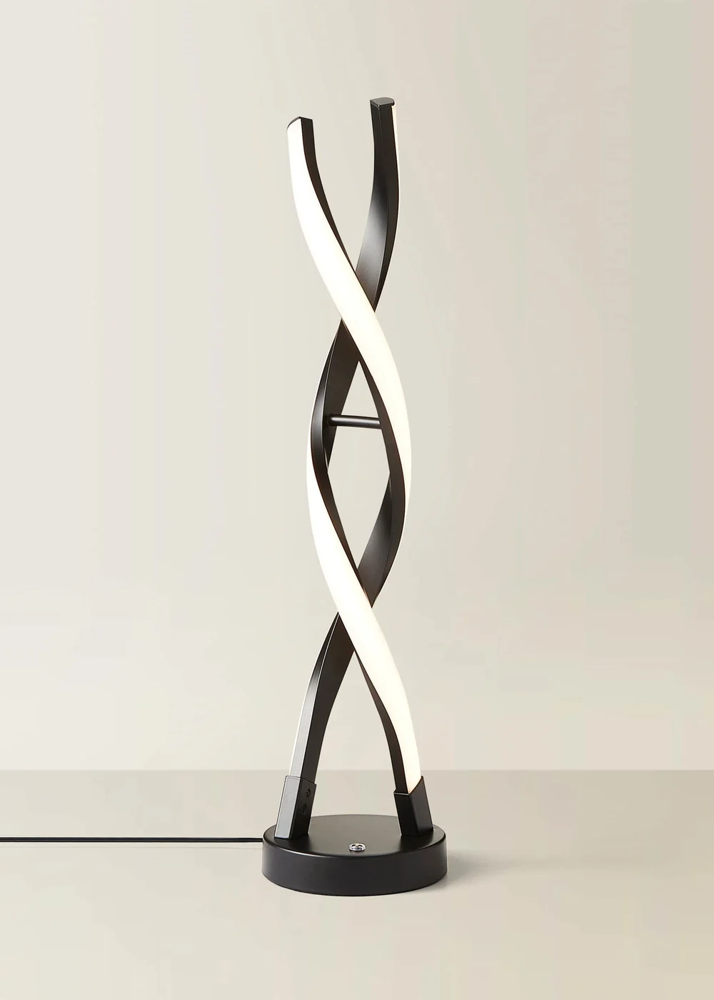 ValueLights Infinity Matt Black Double Twist Integrated LED Table Lamp (48cm x 12cm x 12cm) - One Size Image 3