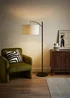 ValueLights Preto Cream Metal Floor Lamp Cream Boucle Shade (157cm x 33cm) - One Size Image 1