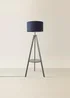 ValueLights Morrigan Grey Wood Tripod Floor Lamp Navy Shade (147cm x 45cm) - One Size Image 5