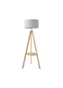 ValueLights Morrigan Light Wood Tripod Floor Lamp Grey Shade (147cm x 45cm) - One Size Image 2
