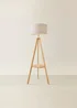 ValueLights Morrigan Light Wood Tripod Floor Lamp Grey Shade (147cm x 45cm) - One Size Image 5