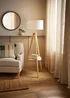 ValueLights Morrigan Light Wood Tripod Floor Lamp White Shade (147cm x 45cm) - One Size Image 1