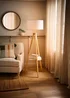 ValueLights Morrigan Light Wood Tripod Floor Lamp White Shade (147cm x 45cm) - One Size Image 3