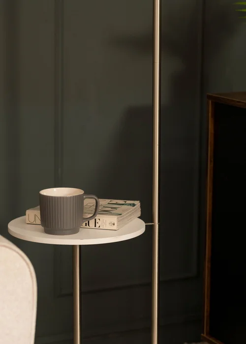 ValueLights Tavel Brushed Silver Floor Lamp White Shade (132.5cm x 30cm x 37cm) - One Size Image 3