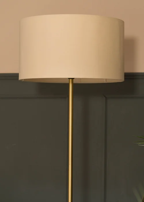 ValueLights Tavel Brushed Gold Floor Lamp Natural Shade (132.5cm x 14cm x 35cm) - One Size Image 3