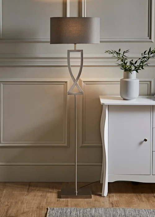 ValueLights Katniss Brushed Chrome Floor Lamp (145.5cm x 40cm x 25cm) - One Size Image 1