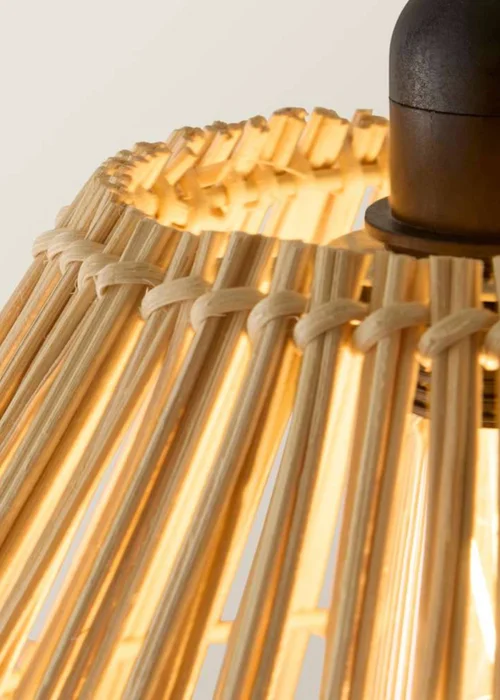 ValueLights Preto Black Metal Floor Lamp Rattan Teardrop Shade (157cm x 33cm) - One Size Image 4