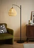 ValueLights Preto Black Metal Floor Lamp Rattan Teardrop Shade (157cm x 33cm) - One Size Image 1